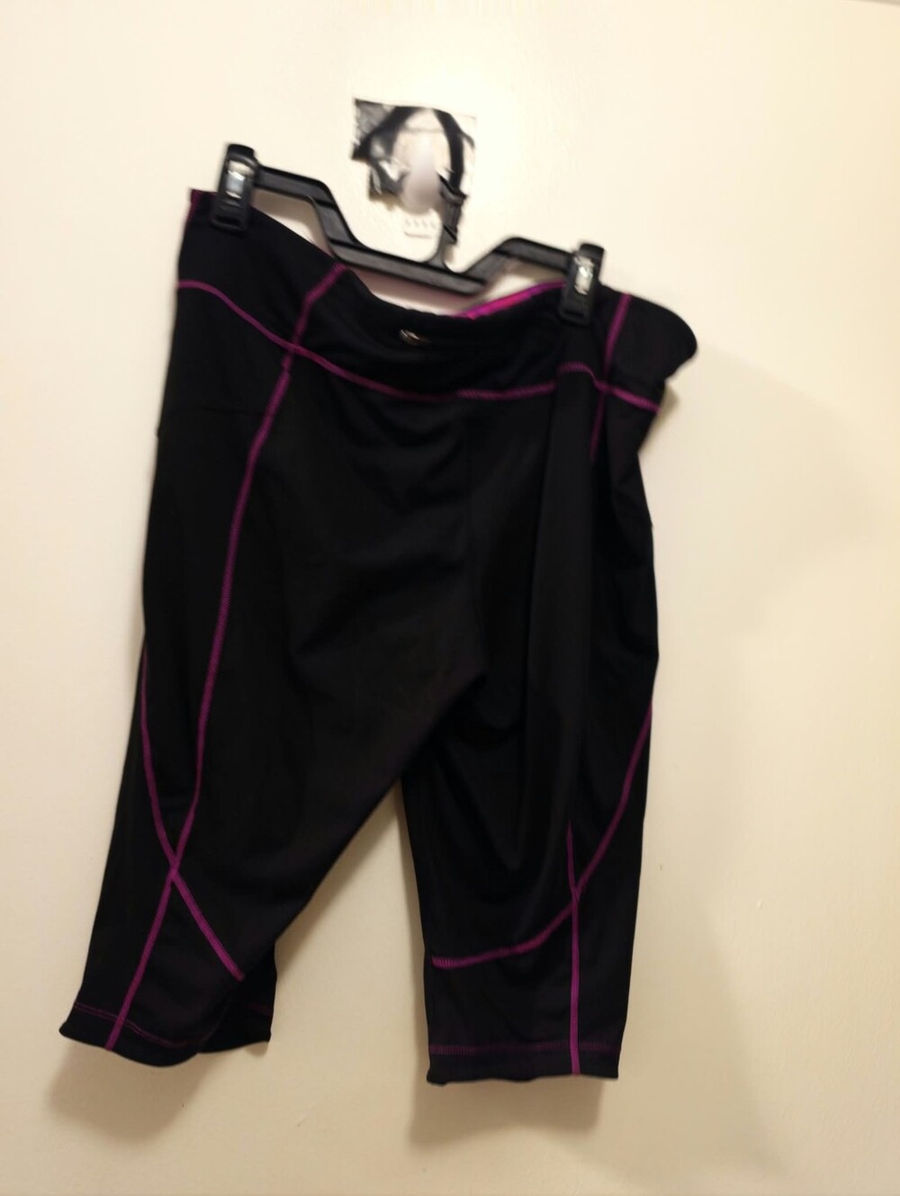 Women's Black Athletic Shorts with Pink Stitching